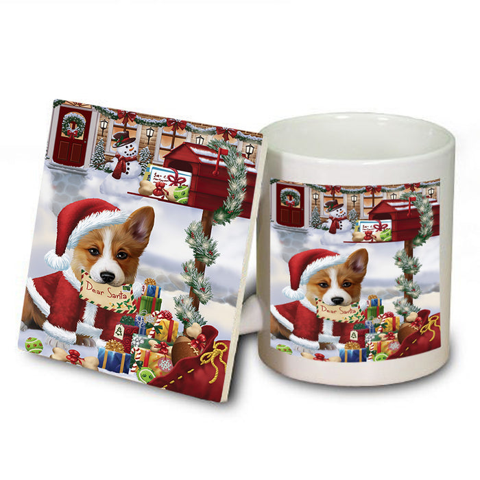 Corgi Dog Dear Santa Letter Christmas Holiday Mailbox Mug and Coaster Set MUC53888