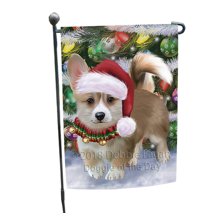 Trotting in the Snow Corgi Dog Garden Flag GFLG54756