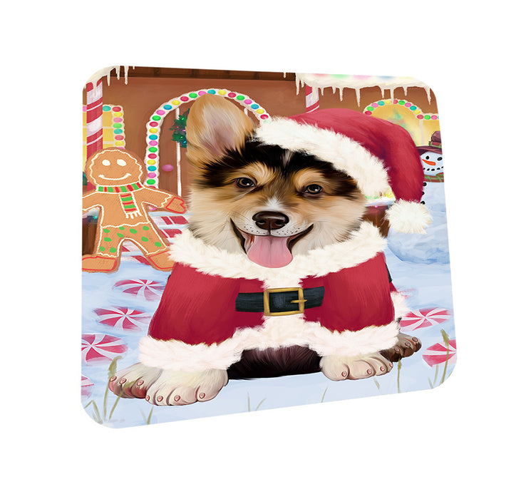 Christmas Gingerbread House Candyfest Corgi Dog Coasters Set of 4 CST56278