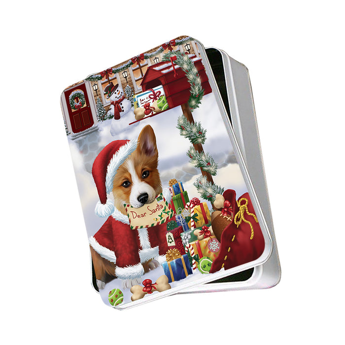 Corgi Dog Dear Santa Letter Christmas Holiday Mailbox Photo Storage Tin PITN53839