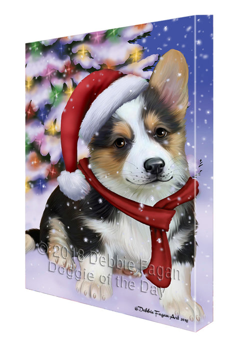 Winterland Wonderland Corgi Dog In Christmas Holiday Scenic Background  Canvas Print Wall Art Décor CVS98342