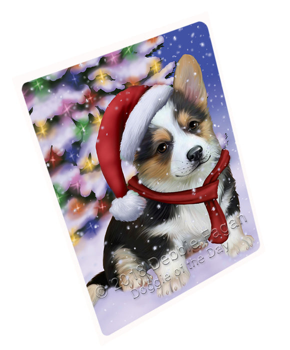 Winterland Wonderland Corgi Dog In Christmas Holiday Scenic Background  Blanket BLNKT97833