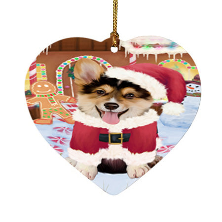 Christmas Gingerbread House Candyfest Corgi Dog Heart Christmas Ornament HPOR56676