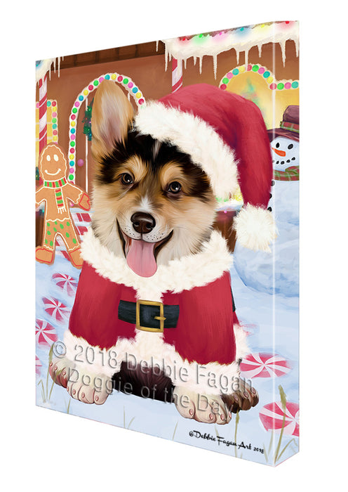 Christmas Gingerbread House Candyfest Corgi Dog Canvas Print Wall Art Décor CVS129104