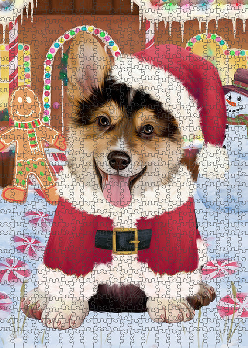 Christmas Gingerbread House Candyfest Corgi Dog Puzzle with Photo Tin PUZL93480