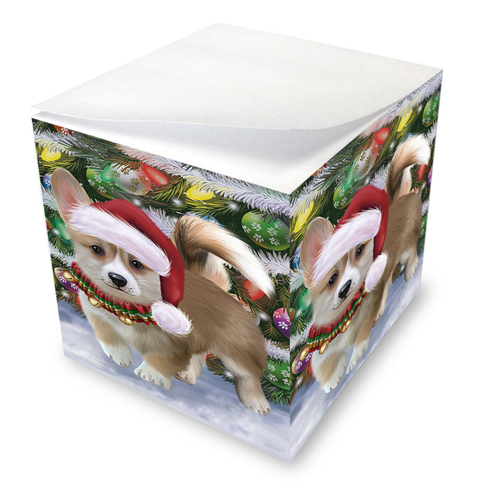 Trotting in the Snow Corgi Dog Note Cube NOC56212