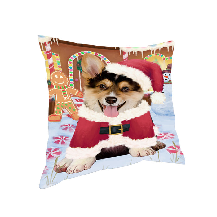 Christmas Gingerbread House Candyfest Corgi Dog Pillow PIL79572