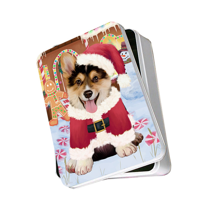 Christmas Gingerbread House Candyfest Corgi Dog Photo Storage Tin PITN56263