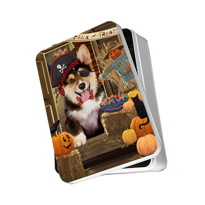 Enter at Own Risk Trick or Treat Halloween Corgi Dog Photo Storage Tin PITN53101