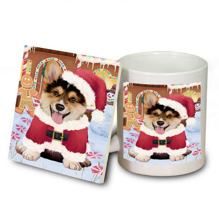 Christmas Gingerbread House Candyfest Corgi Dog Mug and Coaster Set MUC56312