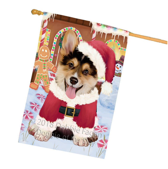 Christmas Gingerbread House Candyfest Corgi Dog House Flag FLG57004