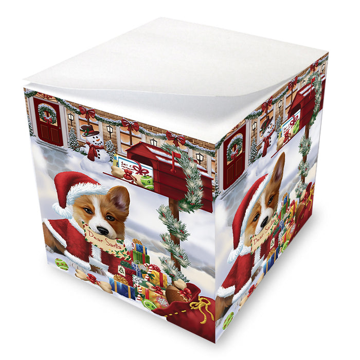 Corgi Dog Dear Santa Letter Christmas Holiday Mailbox Note Cube NOC55542