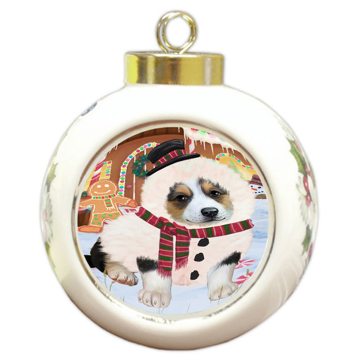 Christmas Gingerbread House Candyfest Corgi Dog Round Ball Christmas Ornament RBPOR56677