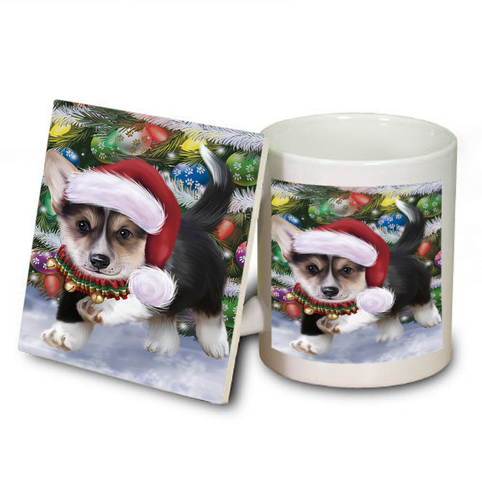 Trotting in the Snow Corgi Dog Mug and Coaster Set MUC54559