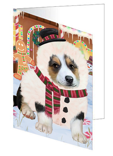 Christmas Gingerbread House Candyfest Corgi Dog Handmade Artwork Assorted Pets Greeting Cards and Note Cards with Envelopes for All Occasions and Holiday Seasons GCD73478