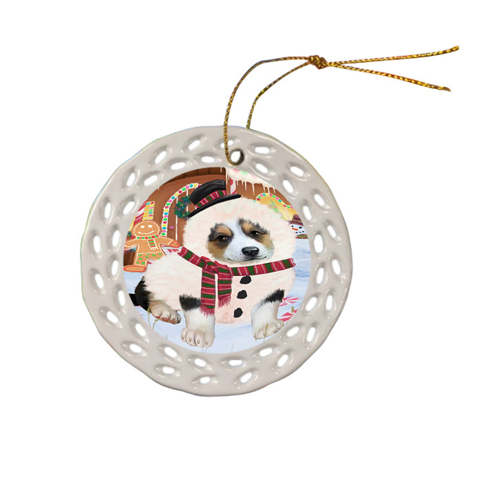 Christmas Gingerbread House Candyfest Corgi Dog Ceramic Doily Ornament DPOR56677