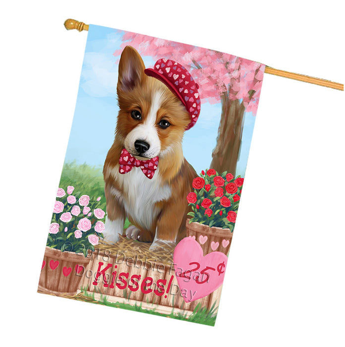 Rosie 25 Cent Kisses Corgi Dog House Flag FLG56540