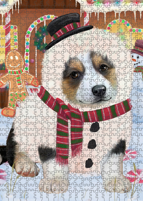 Christmas Gingerbread House Candyfest Corgi Dog Puzzle with Photo Tin PUZL93484