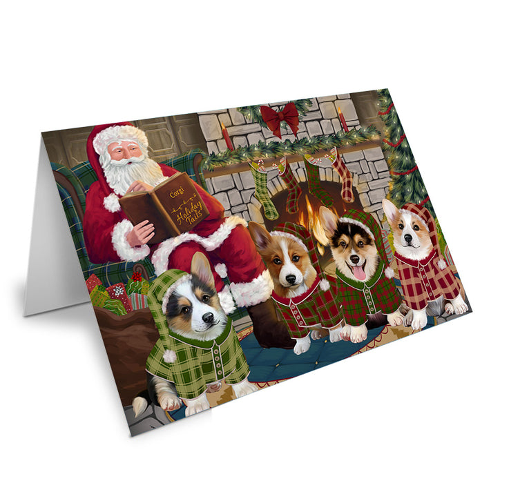 Christmas Cozy Holiday Tails Corgis Dog Handmade Artwork Assorted Pets Greeting Cards and Note Cards with Envelopes for All Occasions and Holiday Seasons GCD69875