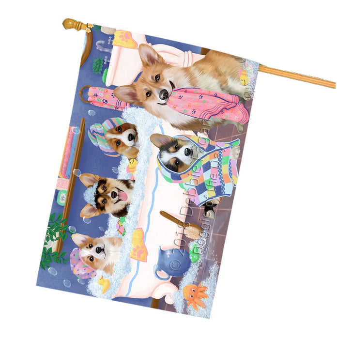 Rub A Dub Dogs In A Tub Corgis Dog House Flag FLG57468