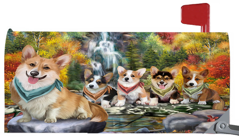 Scenic Waterfall Corgi Dogs Magnetic Mailbox Cover MBC48723