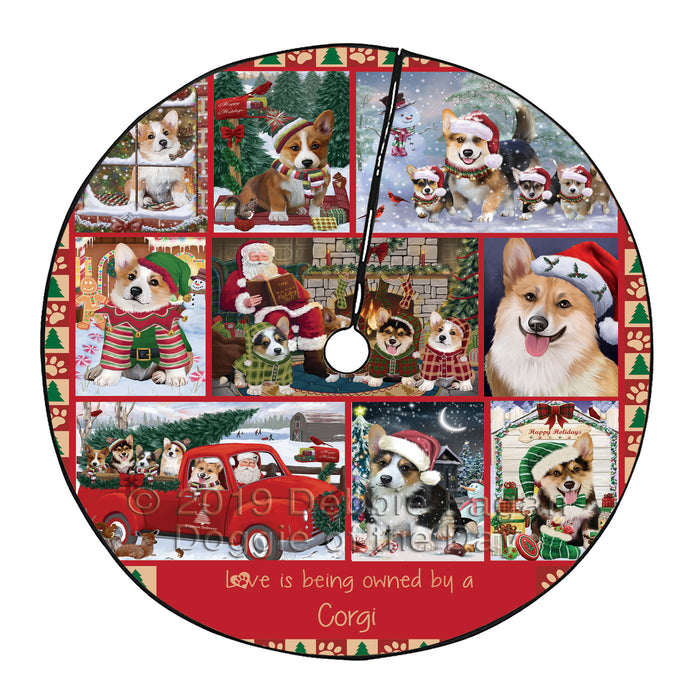 Love is Being Owned Christmas Corgi Dogs Tree Skirt