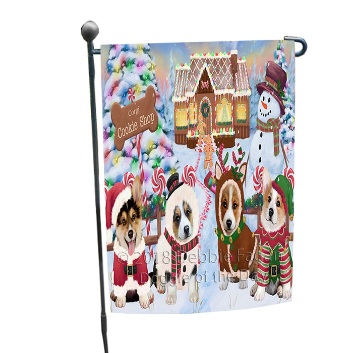 Holiday Gingerbread Cookie Shop Corgis Dog Garden Flag GFLG56944