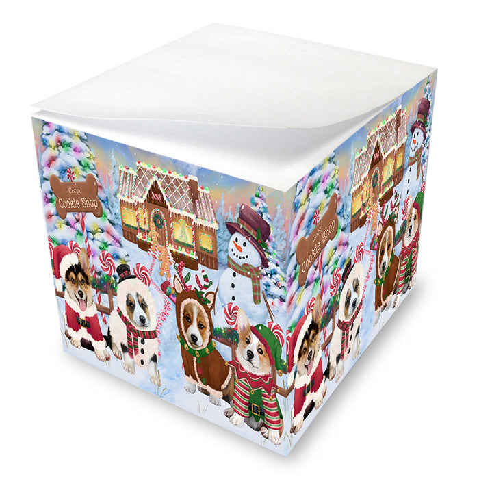 Holiday Gingerbread Cookie Shop Corgis Dog Note Cube NOC54468