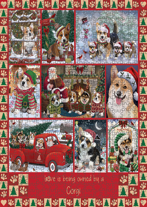 Love is Being Owned Christmas Corgi Dogs Puzzle with Photo Tin PUZL99356