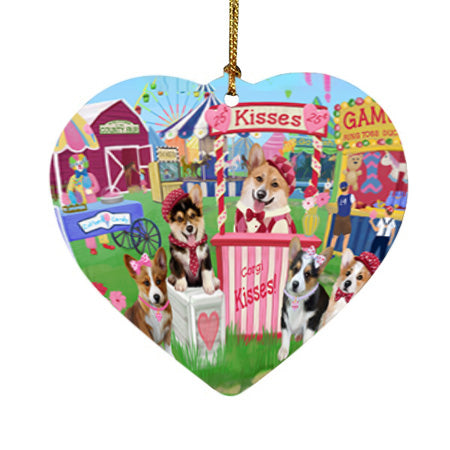 Carnival Kissing Booth Corgis Dog Heart Christmas Ornament HPOR56187