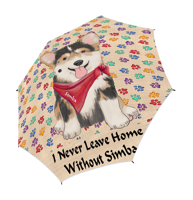 Custom Pet Name Personalized I never Leave Home Corgi Dog Semi-Automatic Foldable Umbrella