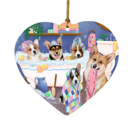 Rub A Dub Dogs In A Tub Corgis Dog Heart Christmas Ornament HPOR57140