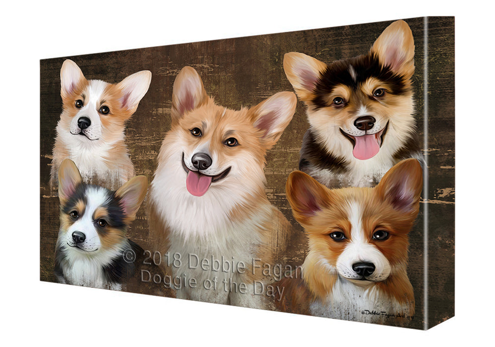 Rustic 5 Corgis Dog Canvas Wall Art CVS61599
