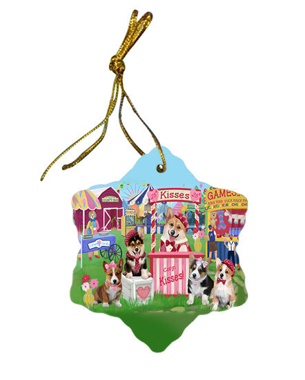 Carnival Kissing Booth Corgis Dog Star Porcelain Ornament SPOR56187
