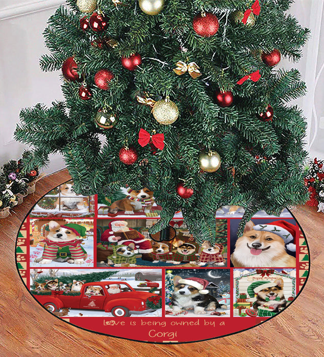 Love is Being Owned Christmas Corgi Dogs Tree Skirt