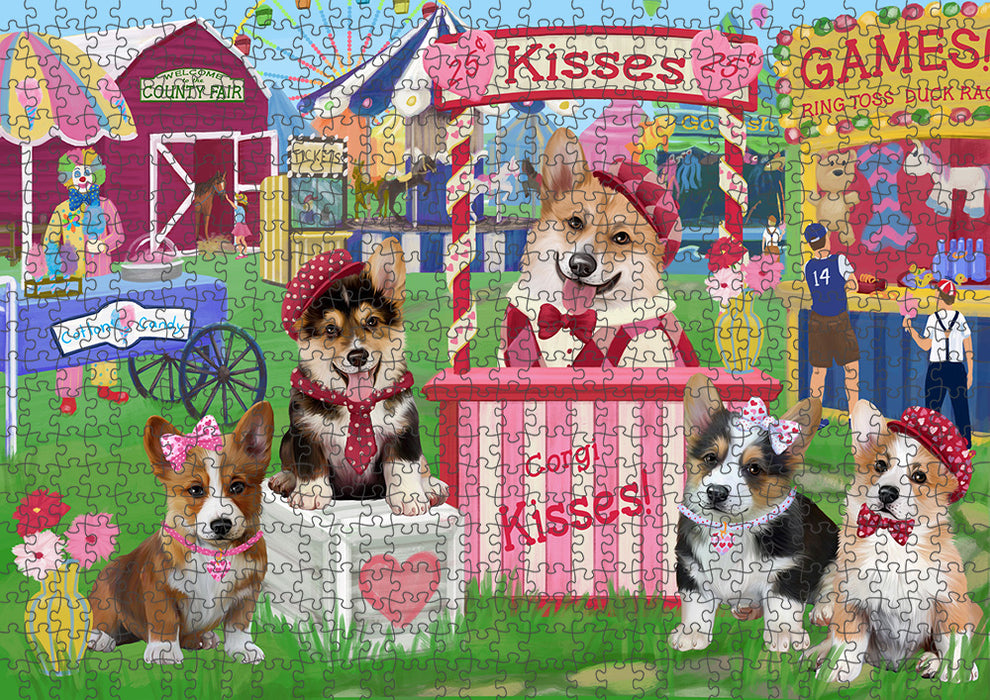 Carnival Kissing Booth Corgis Dog Puzzle with Photo Tin PUZL91528