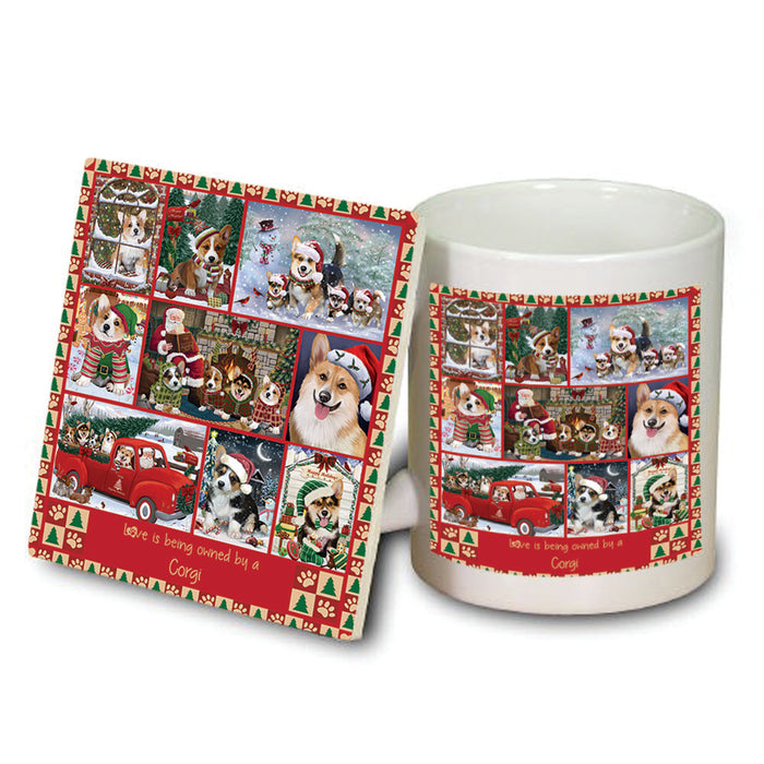 Love is Being Owned Christmas Corgi Dogs Mug and Coaster Set MUC57212