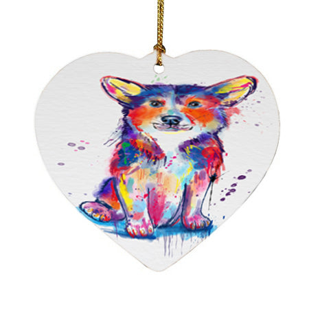 Watercolor Corgi Dog Heart Christmas Ornament HPOR57378