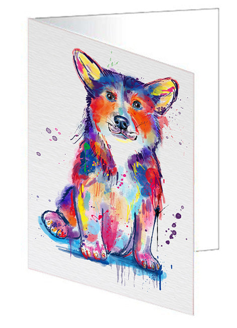 Watercolor Corgi Dog Handmade Artwork Assorted Pets Greeting Cards and Note Cards with Envelopes for All Occasions and Holiday Seasons GCD76763