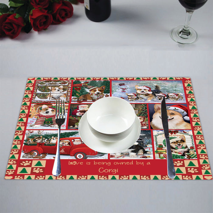 Love is Being Owned Christmas Corgi Dogs Placemat