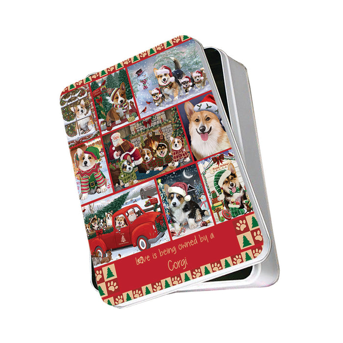 Love is Being Owned Christmas Corgi Dogs Photo Storage Tin PITN57163