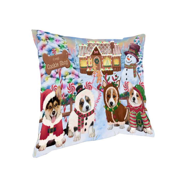 Holiday Gingerbread Cookie Shop Corgis Dog Pillow PIL79876