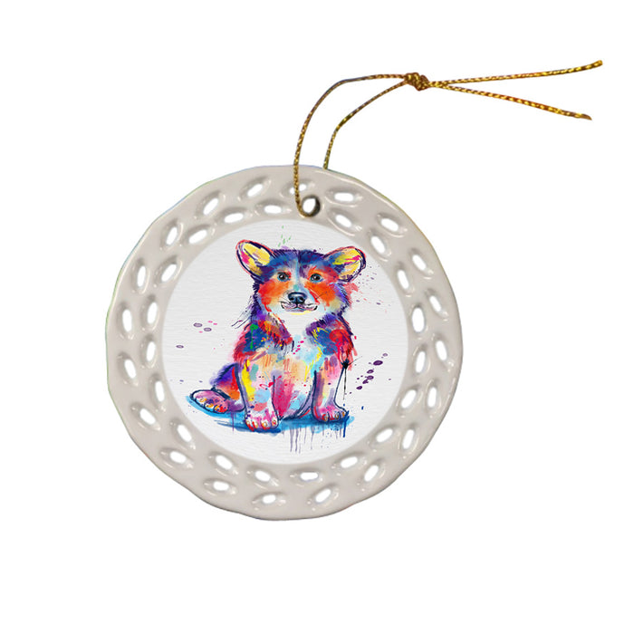 Watercolor Corgi Dog Ceramic Doily Ornament DPOR57378