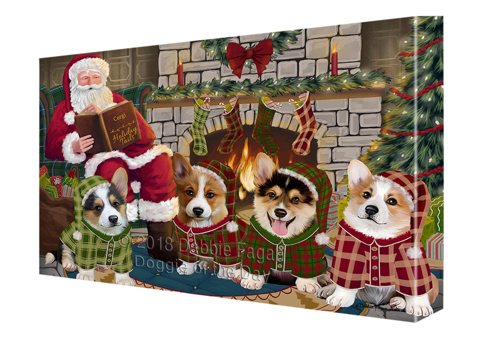 Christmas Cozy Holiday Tails Corgis Dog Canvas Print Wall Art Décor CVS116009