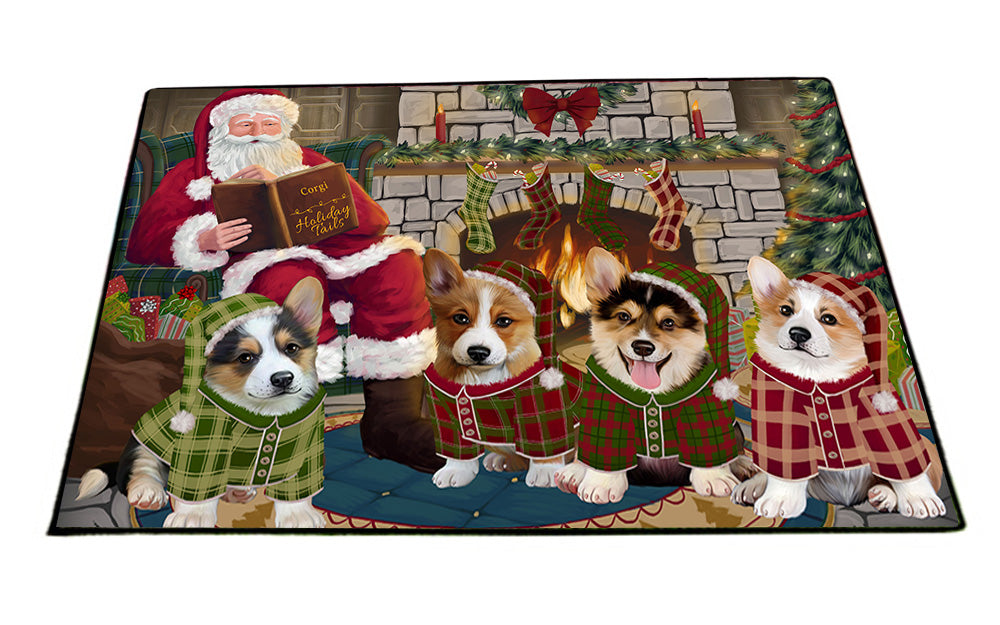 Christmas Cozy Holiday Tails Corgis Dog Floormat FLMS52647