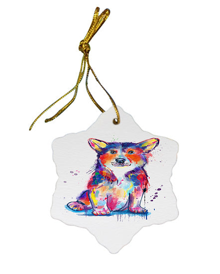 Watercolor Corgi Dog Star Porcelain Ornament SPOR57378