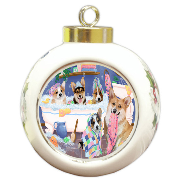 Rub A Dub Dogs In A Tub Corgis Dog Round Ball Christmas Ornament RBPOR57140