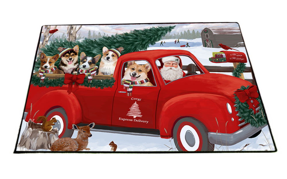 Christmas Santa Express Delivery Corgis Dog Family Floormat FLMS52380