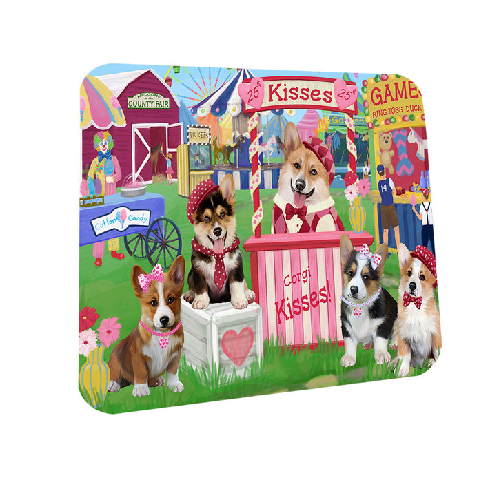 Carnival Kissing Booth Corgis Dog Coasters Set of 4 CST55789