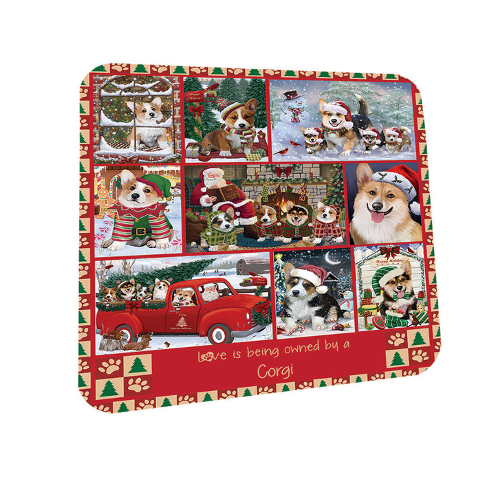 Love is Being Owned Christmas Corgi Dogs Coasters Set of 4 CST57178